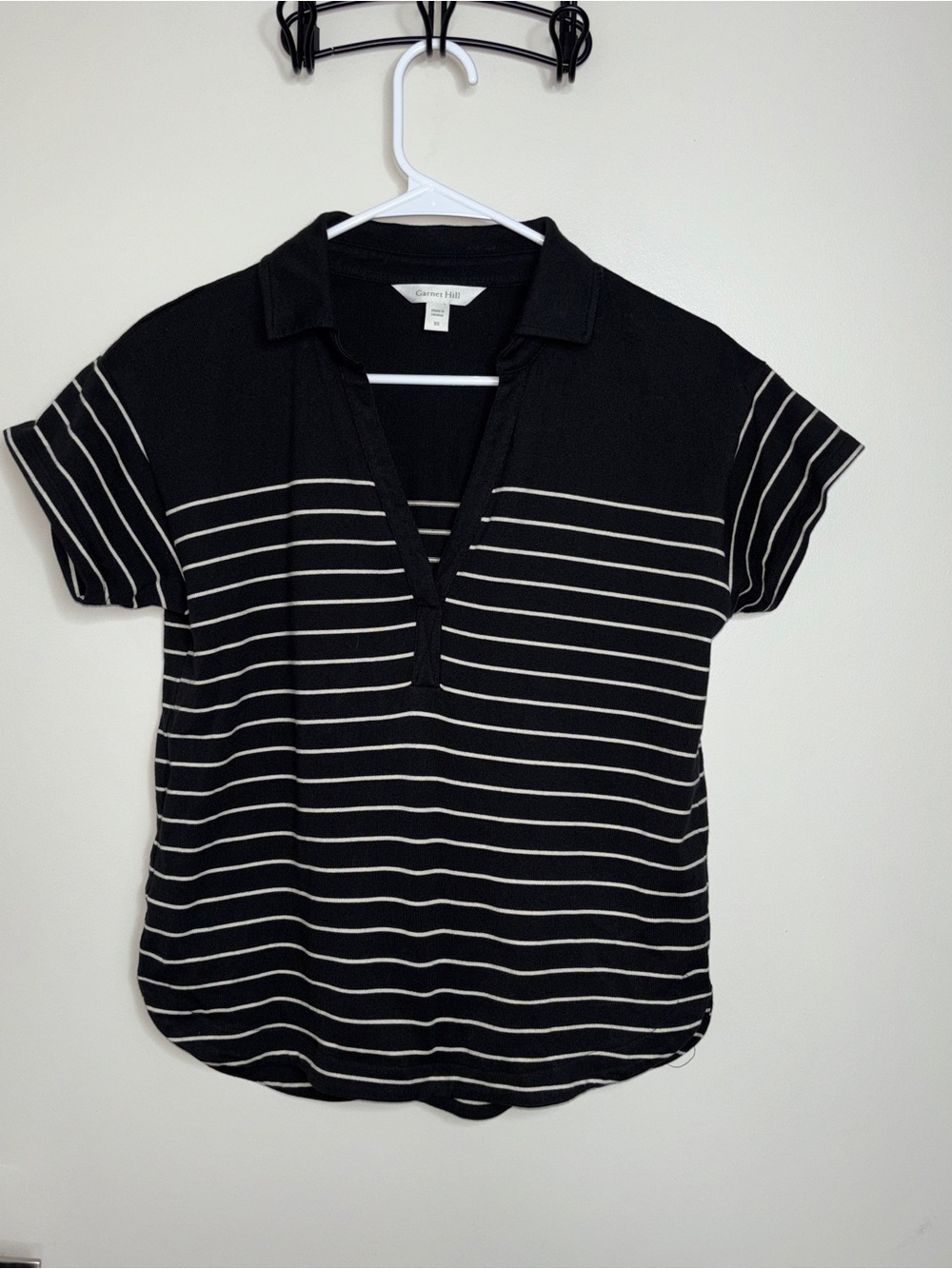 Garnet Hill Black and White Striped Polo Tunic